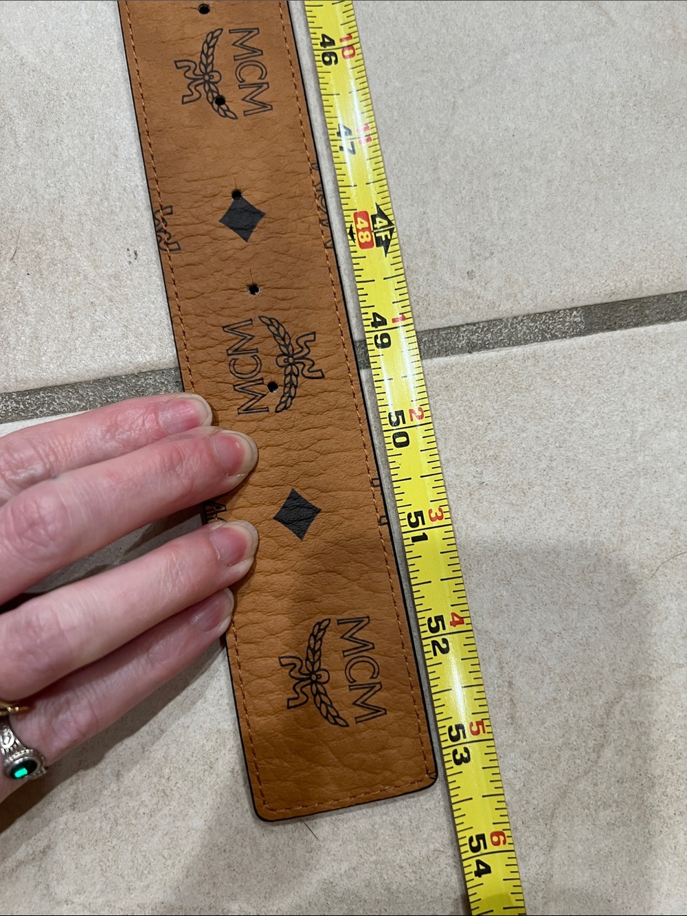 MCM Cognac Visetos Belt with Matte Black 'M' Buckle reversible to black - Picture 7 of 8